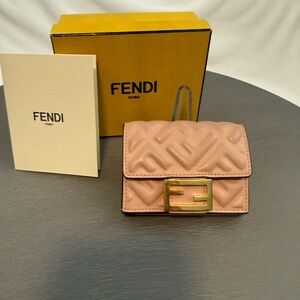 Fendi Pink Quilted Leather compact Wallet
